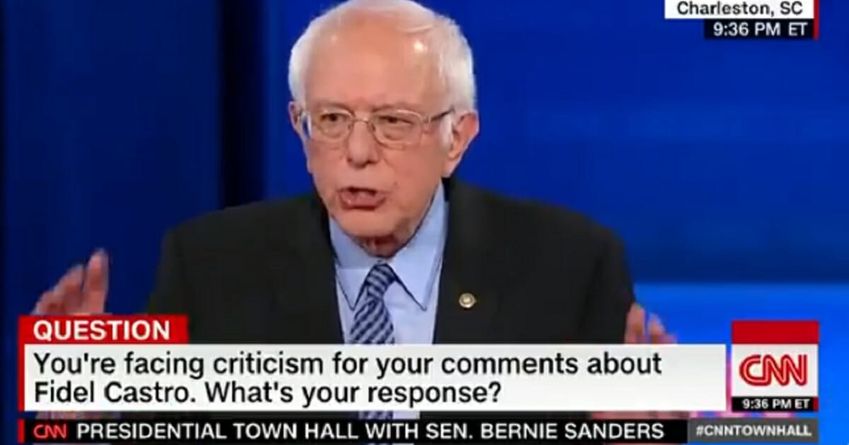 Vermont Sen. Bernie Sanders responds to a question Monday at a CNN town hall.