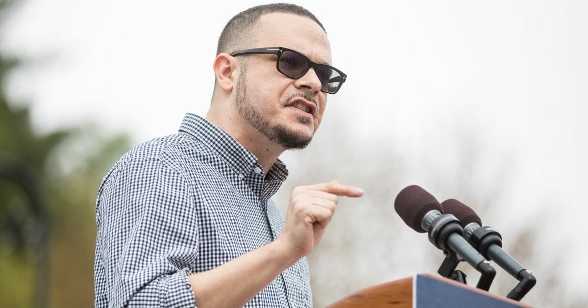 Shaun King introduces Democratic presidential candidate Bernie Sanders during a rally in the capital of his home state of Vermont on May 25, 2019, in Montpelier, Vermont.