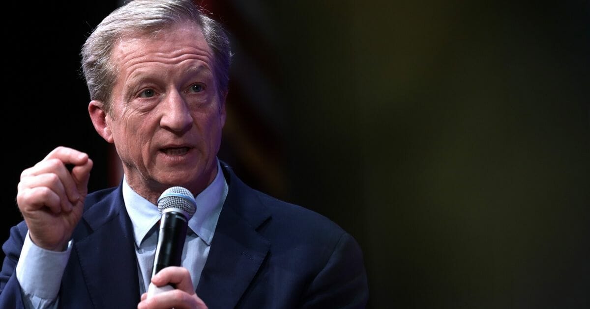 Democratic presidential candidate Tom Steyer participates in a LULAC Presidential Town Hall at The College of Southern Nevada on Feb. 13, 2020, in North Las Vegas, Nevada.