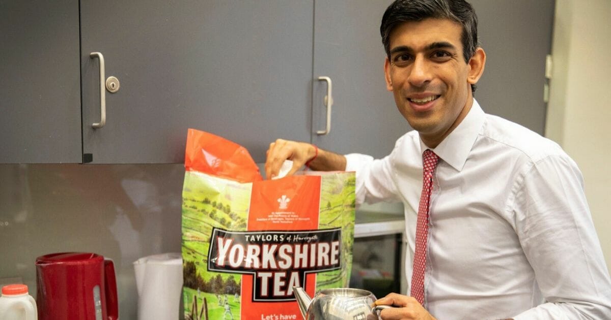 Tory Member of Parliament Rishi Sunak tweeted this image of himself enjoying Yorkshire Tea.