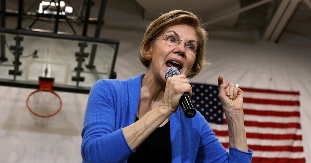 Massachusetts Sen. Elizabeth Warren delivers a speech Saturday in Iowa City, Iowa.