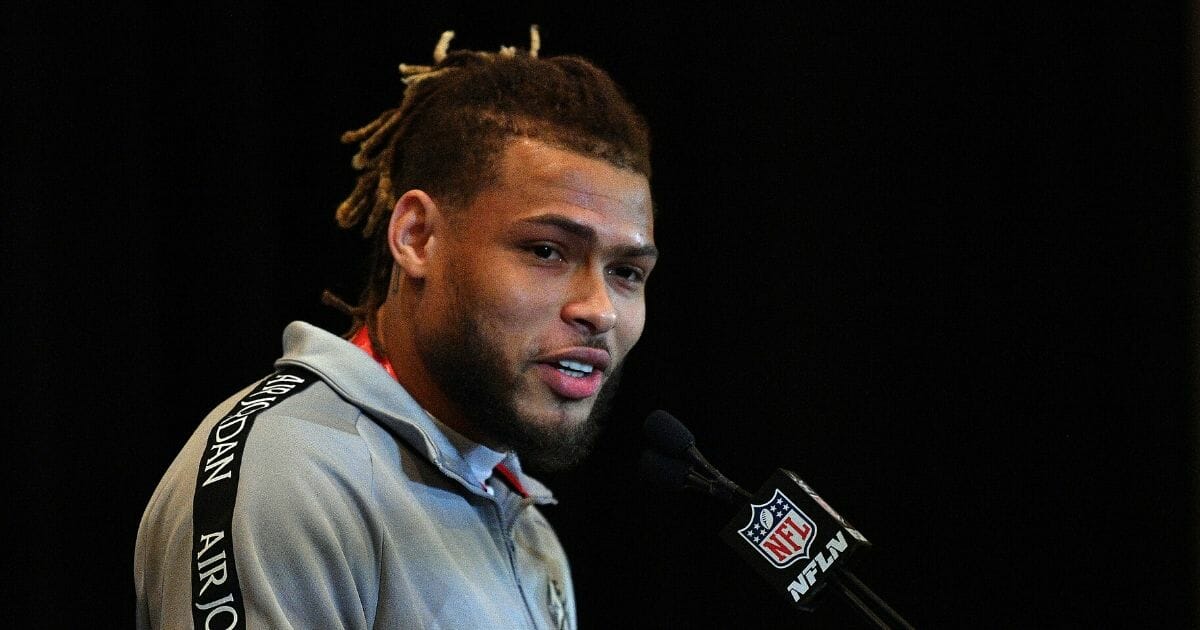 Safety Tyrann Mathieu of the Kansas City Chiefs speaks to reporters during the team's media availability prior to Super Bowl LIV at the JW Marriott Turnberry on Jan. 30, 2020, in Aventura, Florida.