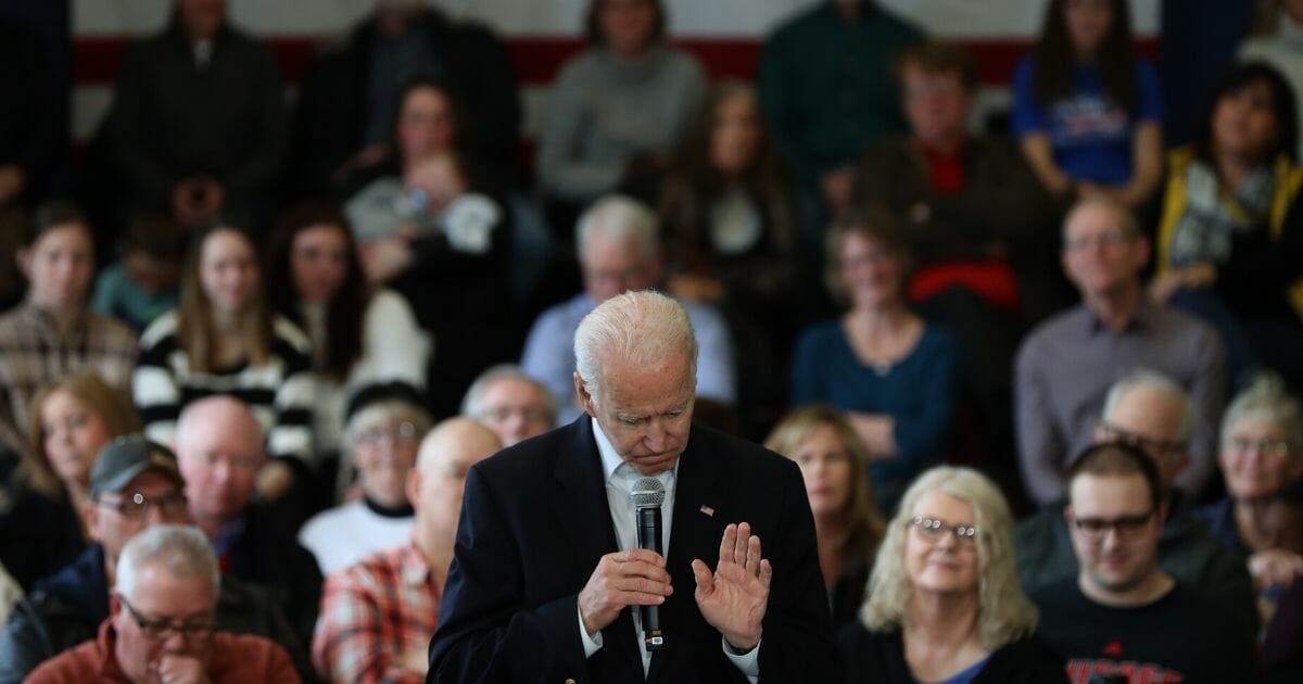 Democratic presidential candidate former Vice President Joe Biden speaks during a campaign event on Feb. 2, 2020, in Dubuque, Iowa.