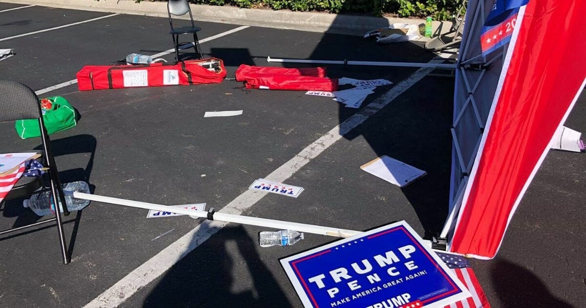 An image of a scene in Jacksonville, Florida, after a man drove a van into a Trump campaign registration tent.