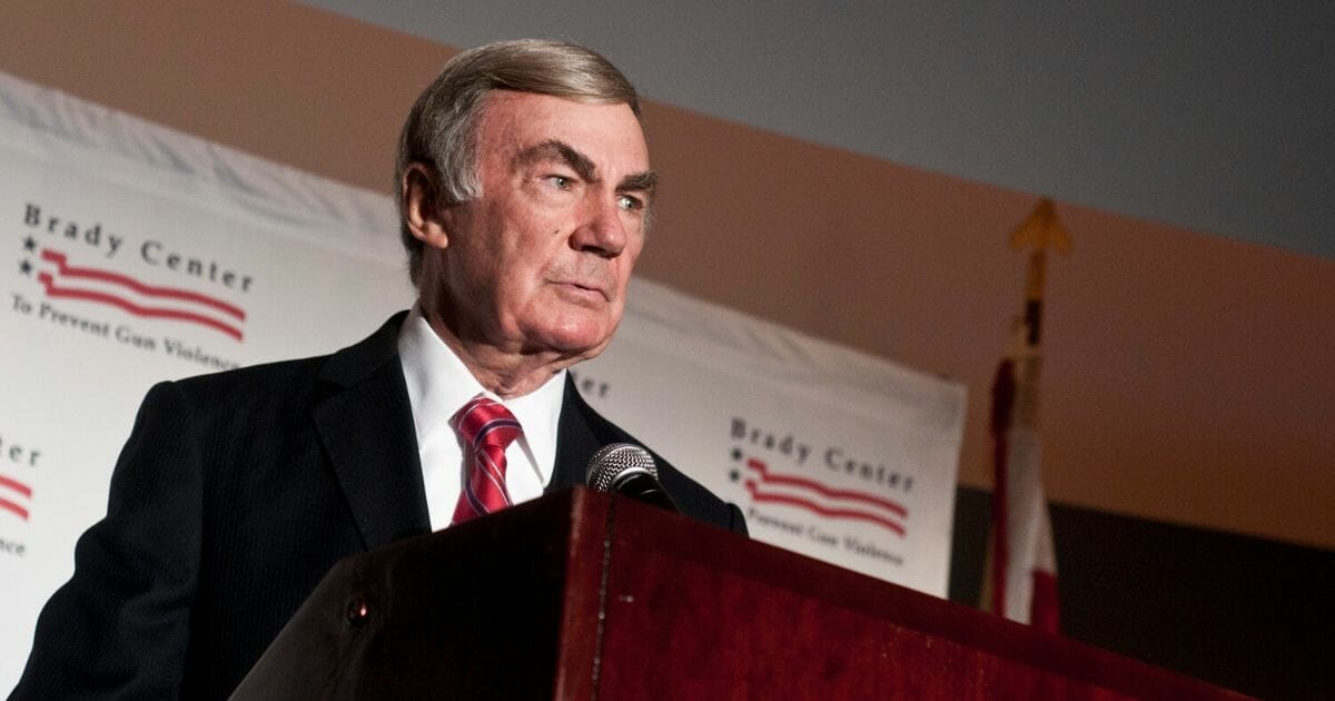 Retired veteran journalist Sam Donaldson is pictured in a file photo from 2011 speaking at a Brady Center To Prevent Gun Violence event at the Ronald Reagan Building event center in Washington.