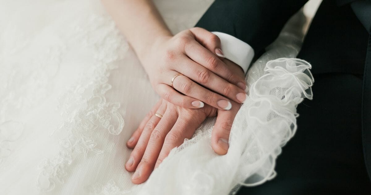 Stock image of a bride and groom.
