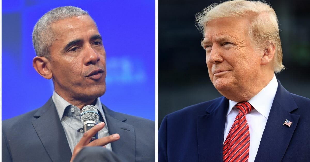 Former President Barack Obama, left; and President Donald Trump, right.