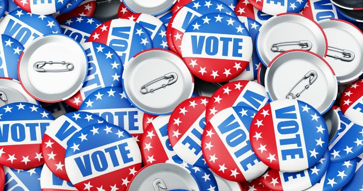 Stock image of voting pins.