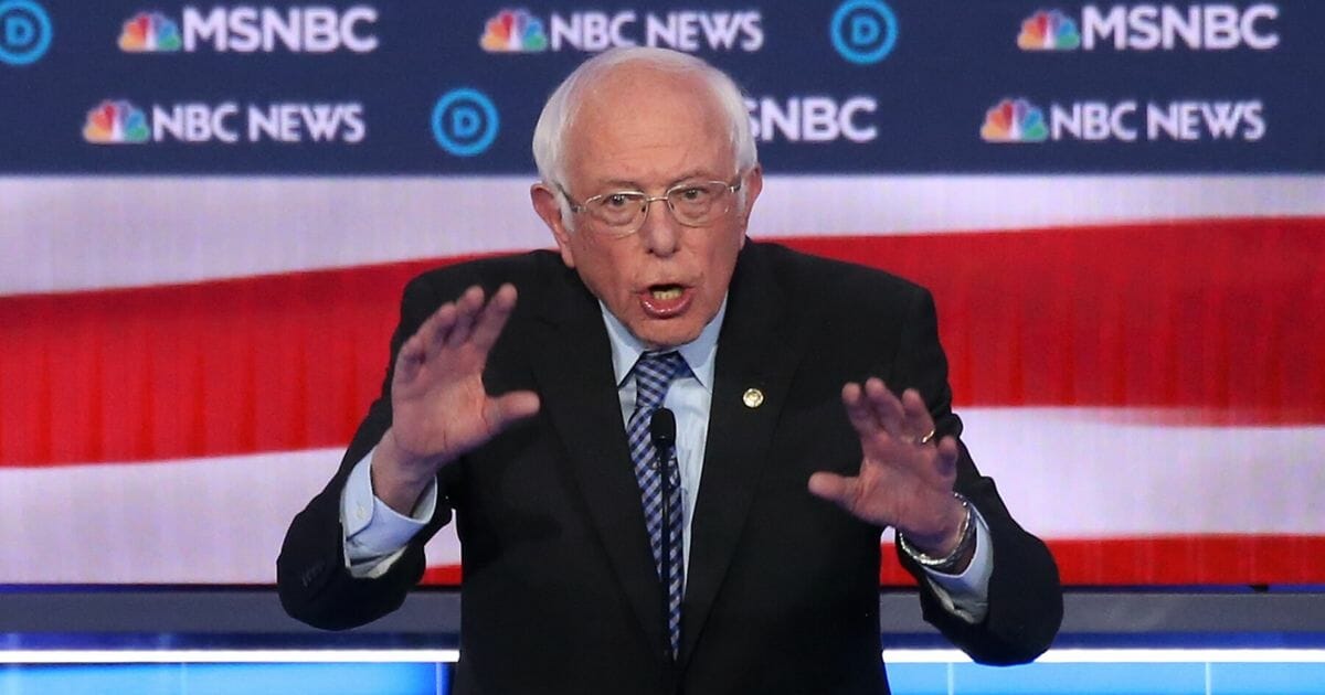 Democratic presidential candidate Sen. Bernie Sanders of Vermont speaks during the Democratic presidential primary debate at Paris Las Vegas on Feb. 19, 2020, in Las Vegas.