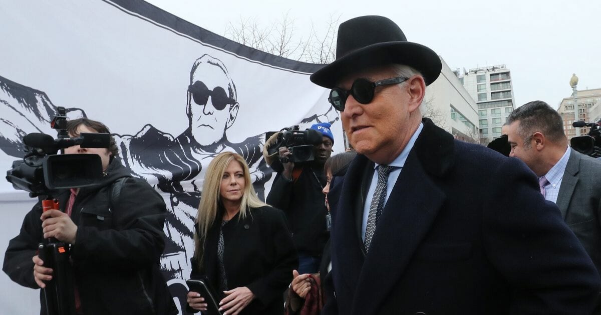 Former Trump adviser Roger Stone arrives at the E. Barrett Prettyman United States Courthouse for sentencing last week in Washington.