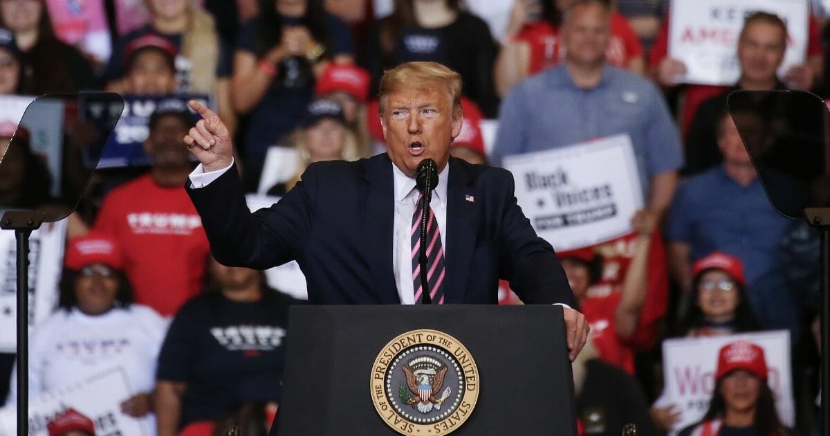 President Donald Trump speaks at a campaign rally at the Las Vegas Convention Center on Feb. 21, 2020, in Las Vegas.