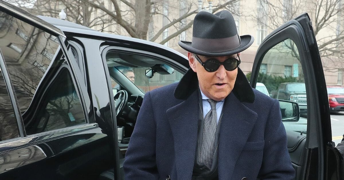 Roger Stone, a former adviser to President Donald Trump, arrives at the E. Barrett Prettyman United States Courthouse on Feb. 20, 2020, in Washington, D.C.