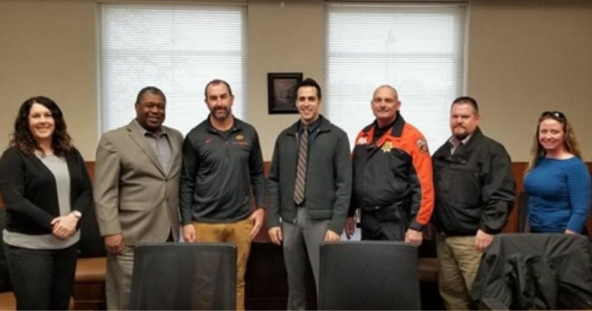 Kyle Waters received a commendation from OSU police for helping to save a dump truck driver.