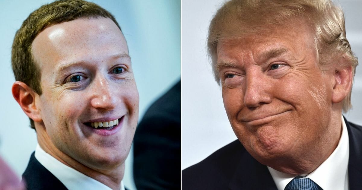 Facebook CEO Mark Zuckerberg, left, and President Donald Trump, right.