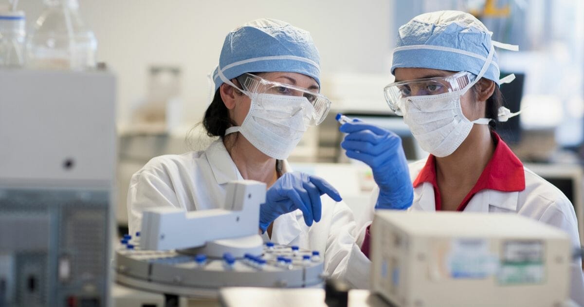 A stock photo of scientists in a lab is seen above.