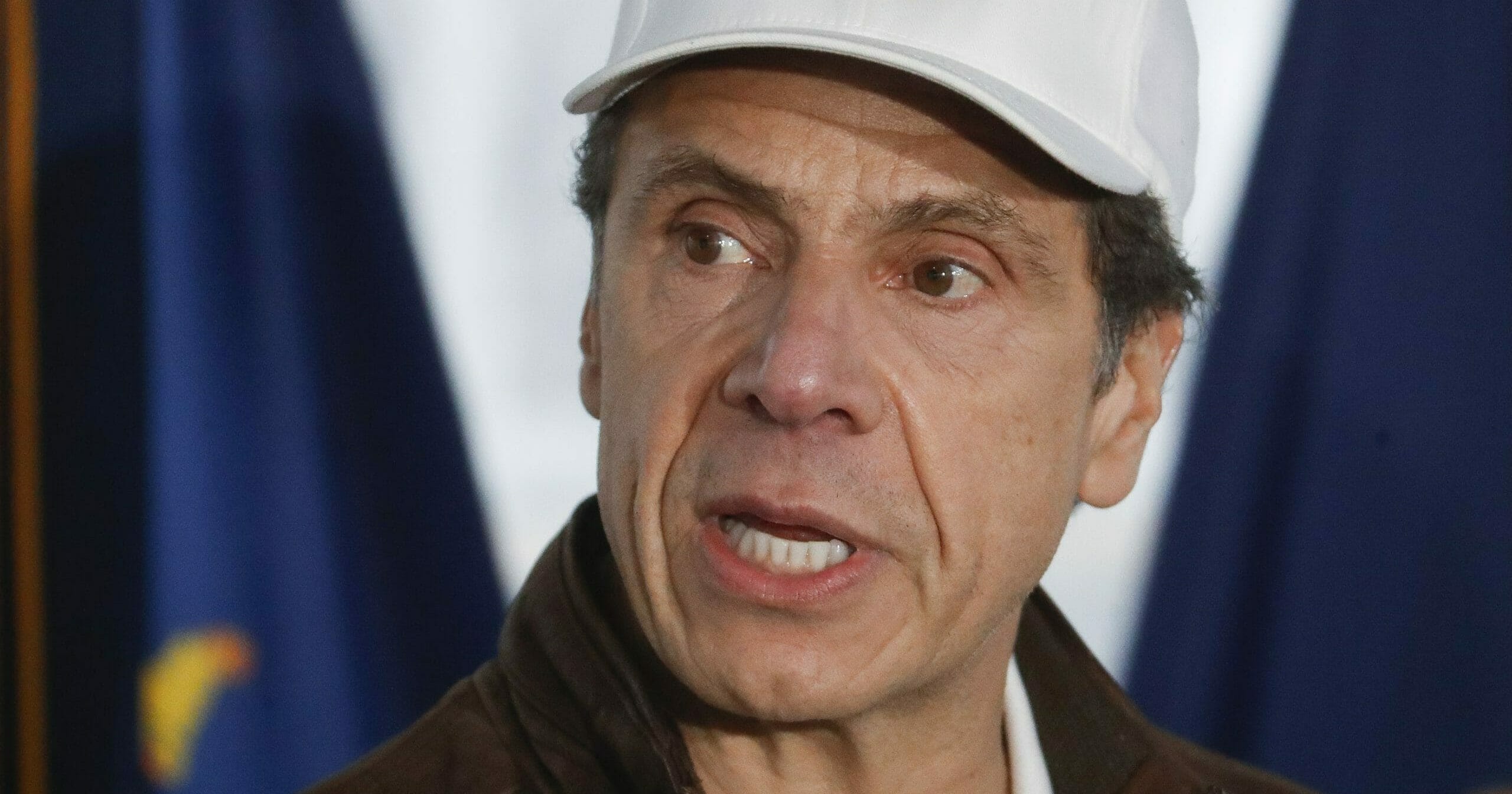 New York Gov. Andrew Cuomo speaks during a news conference at a coronavirus infection testing facility at Glen Island Park in New Rochelle on March 13, 2020.
