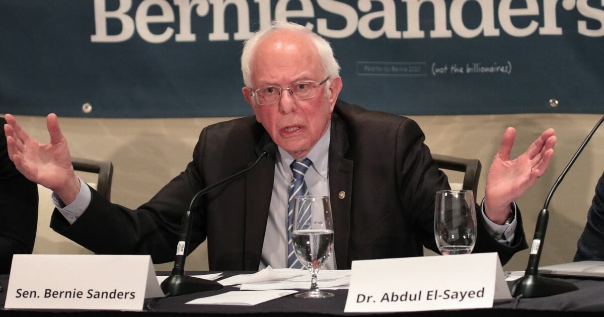 Democratic presidential candidate Sen. Bernie Sanders (I-Vermont) participates in a coronavirus public health roundtable with health care professionals as he continues his campaign swing through the Midwest on March 9, 2020, in Detroit, Michigan.