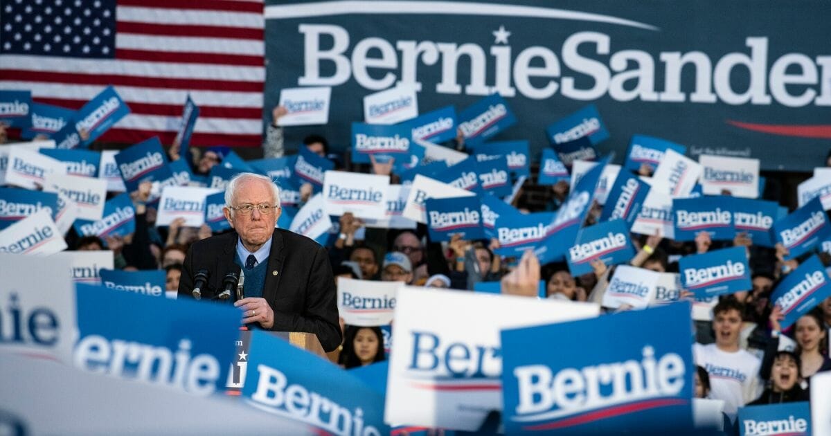 Democratic presidential candidate Sen. Bernie Sanders of Vermont speaks during a campaign rally March 8, 2020, in Ann Arbor, Michigan