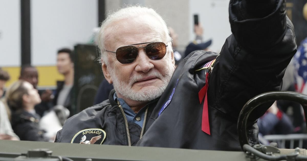 Buzz Aldrin, Apollo 11 astronaut, is seen during a parade to celebrate Veterans Day on Fifth Avenue in New York City on Nov. 11, 2019.