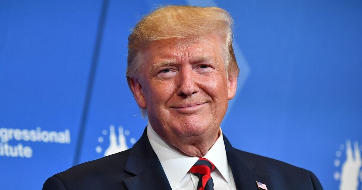 President Donald Trump smiles as he delivers remarks during the 2019 House Republican Conference Member Retreat Dinner in Baltimore, Maryland on Sept. 12, 2019.