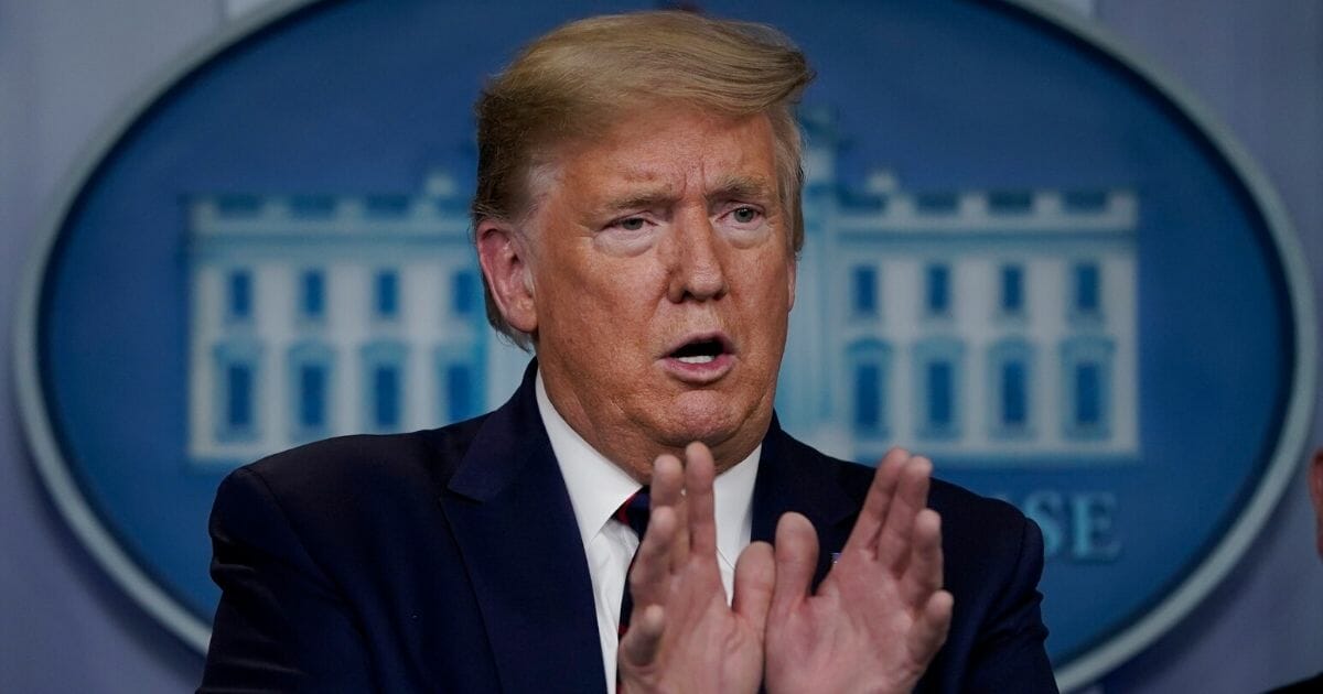 President Donald Trump speaks during a briefing on the coronavirus pandemic in the briefing room of the White House on March 26, 2020, in Washington, D.C.