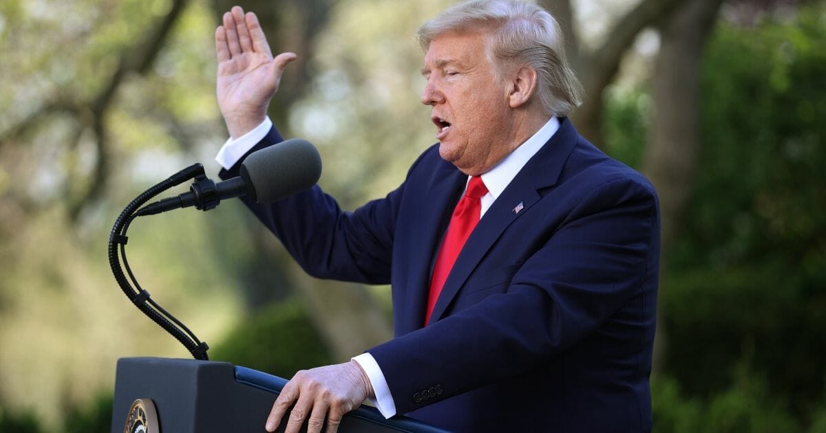 President Donald Trump speaks during the daily coronavirus briefing at the Rose Garden of the White House on March 30, 2020, in Washington, D.C.