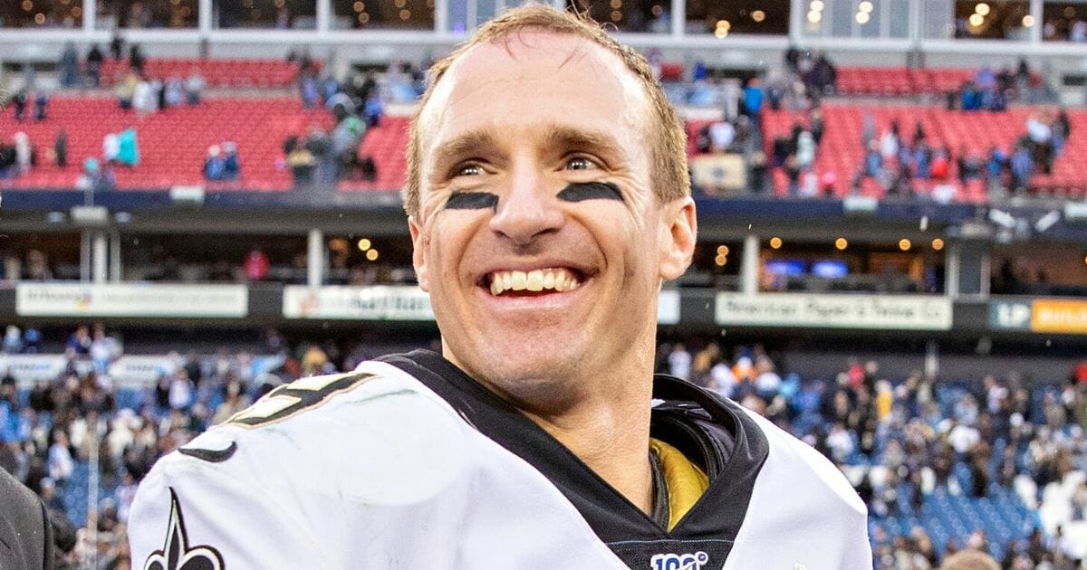 Drew Brees of the New Orleans Saints smiles after a 38-28 victory over the Tennessee Titans at Nissan Stadium on Dec. 22, 2019.