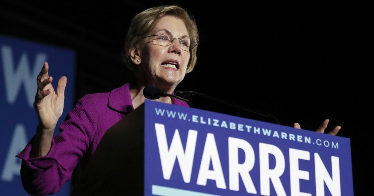Democratic presidential candidate Sen. Elizabeth Warren (D-Massachusetts) delivers a campaign speech at East Los Angeles College on March 2, 2020, in Monterey Park, California.