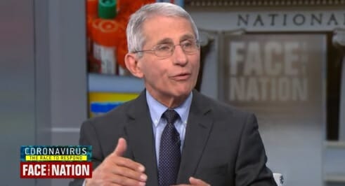 Dr. Anthony Fauci, director of the National Institute of Allergy and Infectious Diseases, appears on "Face the Nation" on Sunday.