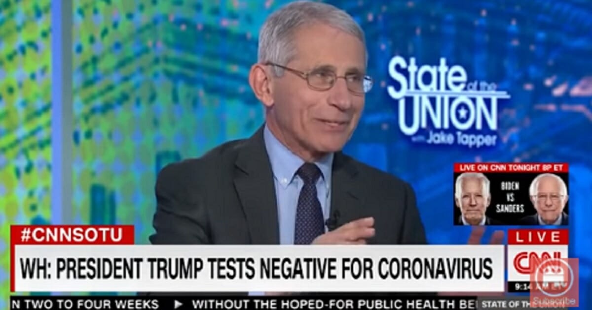 Dr. Anthony Fauci, director of the National Institute of Allergy and Infectious Diseases, appears on CNN's "State of the Union" on Sunday.