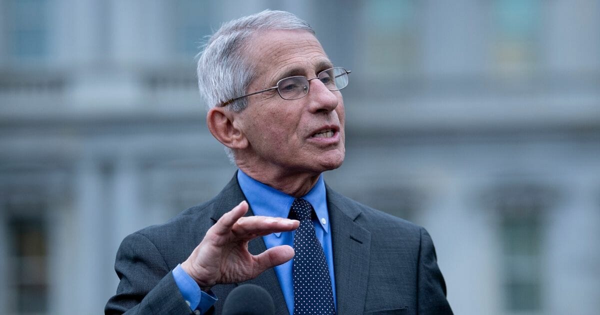 Dr. Anthony Fauci, director of the National Institute of Allergy and Infectious Diseases, speaks to the media outside the White House on March 12, 2020.