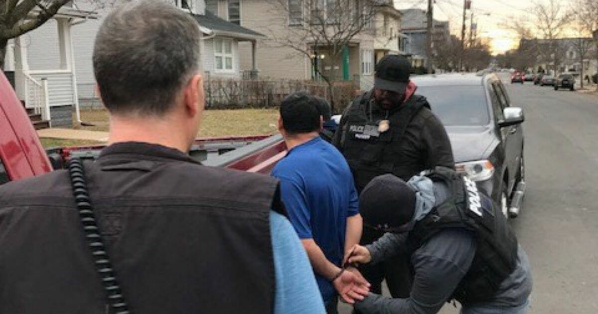 ICE agents arrest a Brazilian national wanted for homicide Feb. 4, 2020, in Newark, New Jersey.