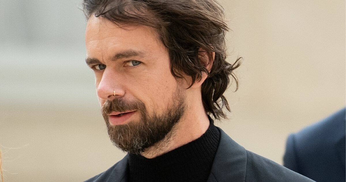 Twitter CEO Jack Dorsey at Elysee Palace for an interview with the French president on June 7, 2019.