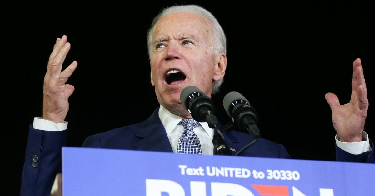 Democratic presidential candidate former Vice President Joe Biden speaks at a Super Tuesday campaign event at Baldwin Hills Recreation Center on March 3, 2020, in Los Angeles, California.