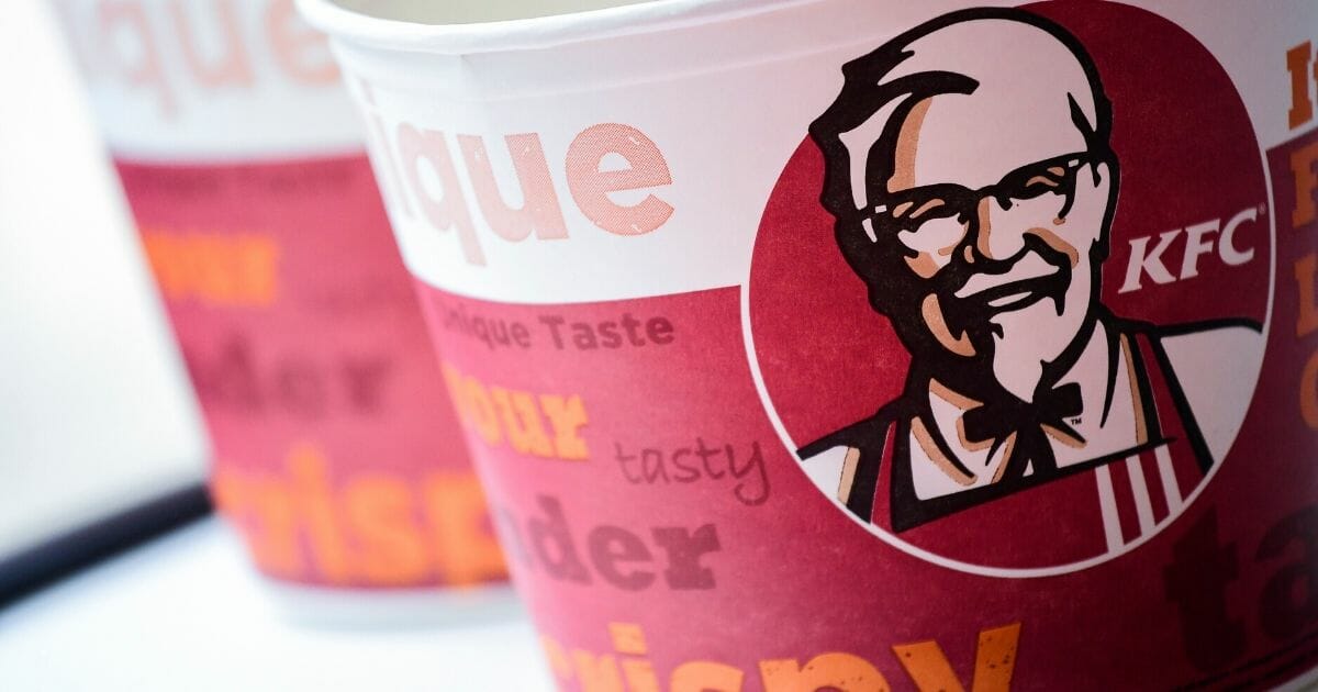 Illustration picture shows the opening day of the first Kentucky Fried Chicken fast-food restaurant in Brussels on June 2019.