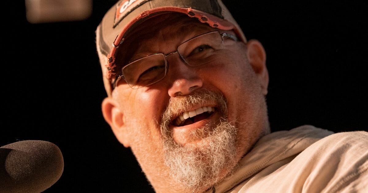 Larry the Cable Guy broadcasts his weekly SiriusXM show from The Funny Bone in Omaha, Nebraska, on Nov. 9, 2018.