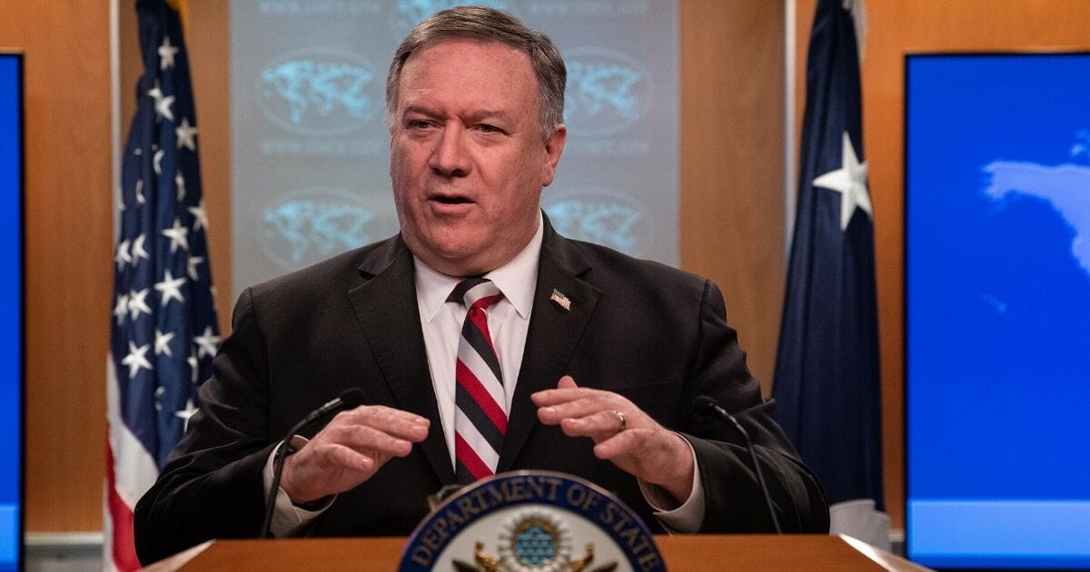 Secretary of State Mike Pompeo speaks at a news conference at the State Department in Washington D.C., on March 17, 2020.