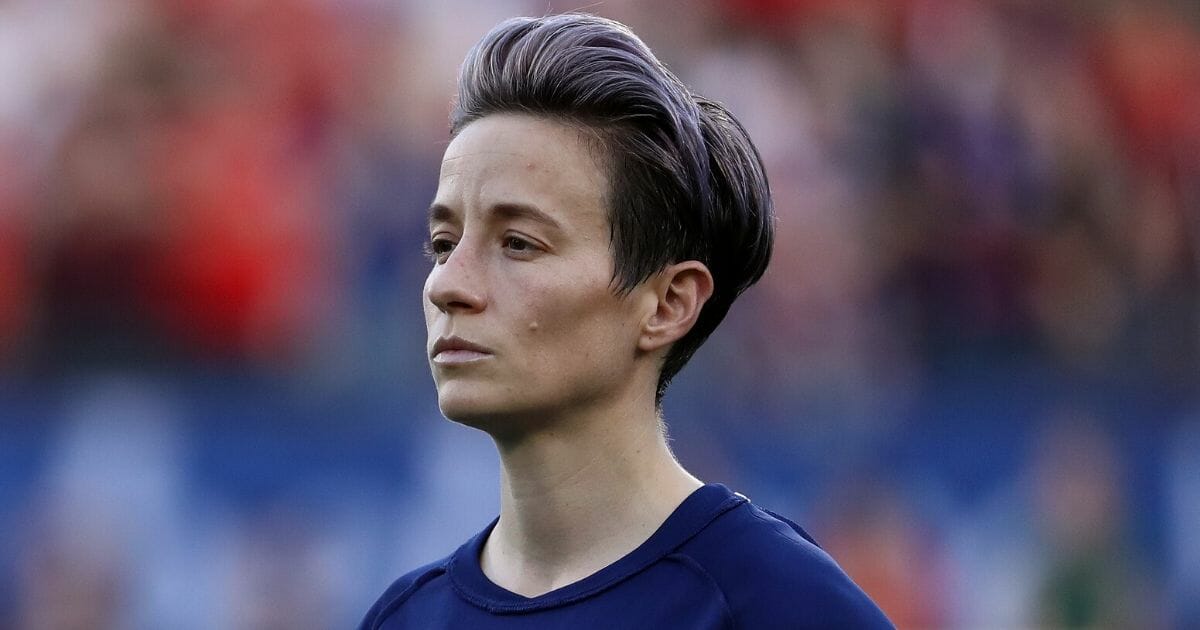 Megan Rapinoe of the United States is seen during the national anthem before a SheBelieves Cup match against Japan at Toyota Stadium on March 11, 2020, in Frisco, Texas.