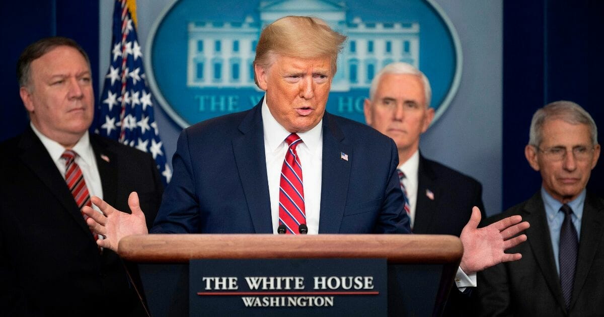 President Donald Trump speaks during the daily news briefing on the coronavirus at the White House on March 20, 2020.