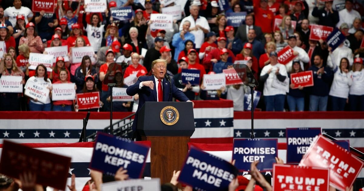 President Donald Trump speaks to supporters during a rally March 2, 2020, in Charlotte, North Carolina.