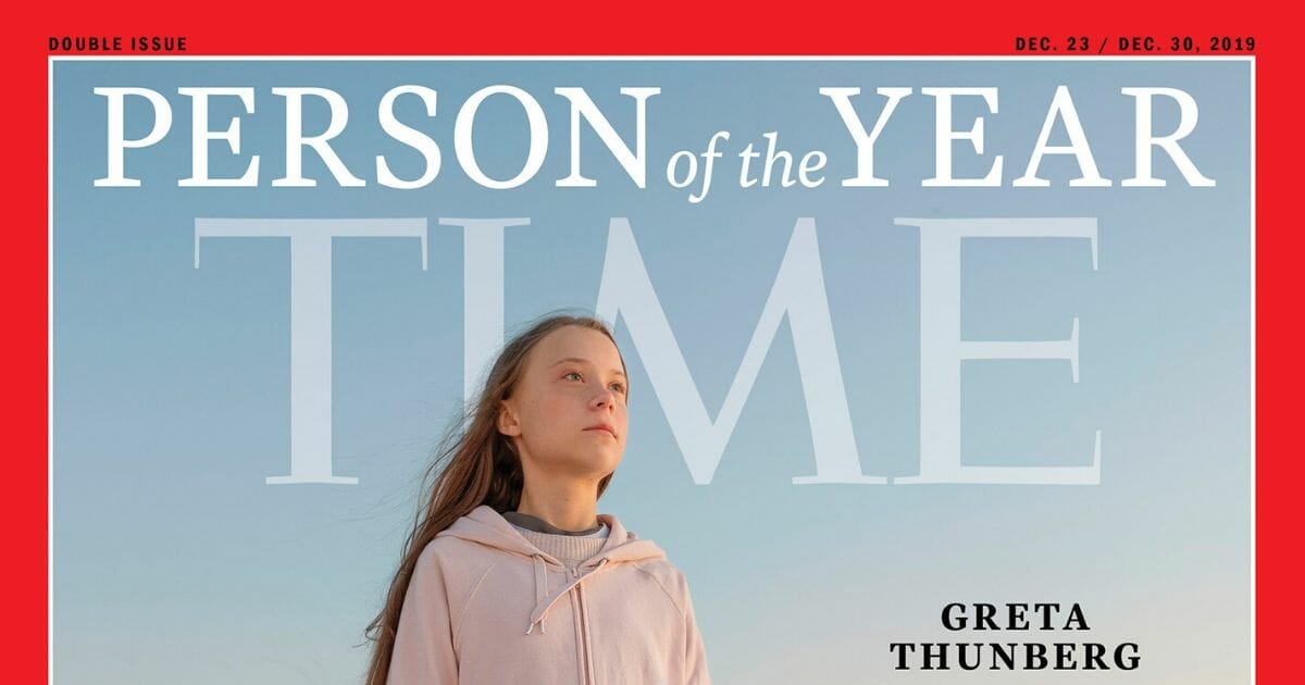 The Time magazine cover featuring teenage climate activist Greta Thunberg as its 2019 “Person of the Year.”
