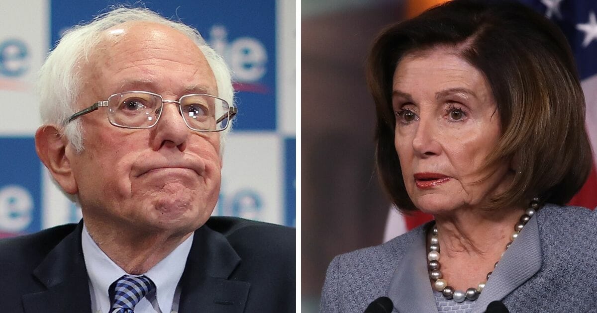 Vermont Sen. Bernie Sanders, left, and House Speaker Nancy Pelosi, right.