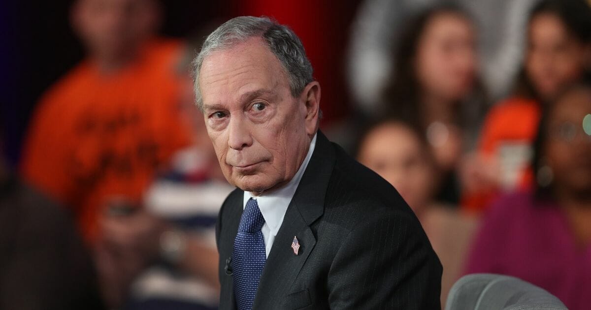 Former New York City Mayor Mike Bloomberg participates in a Fox News town hall held at the Hilton Performing Arts Center at George Mason University in Manassas, Virginia, on Monday.
