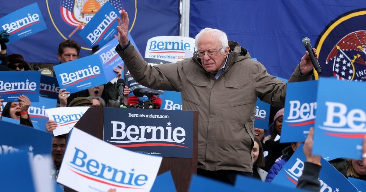 Democratic presidential candidate Sen. Bernie Sanders of Vermont addresses supporters during a campaign rally in the Central Mall of the Utah State Fair Park on March 2, 2020, in Salt Lake City.