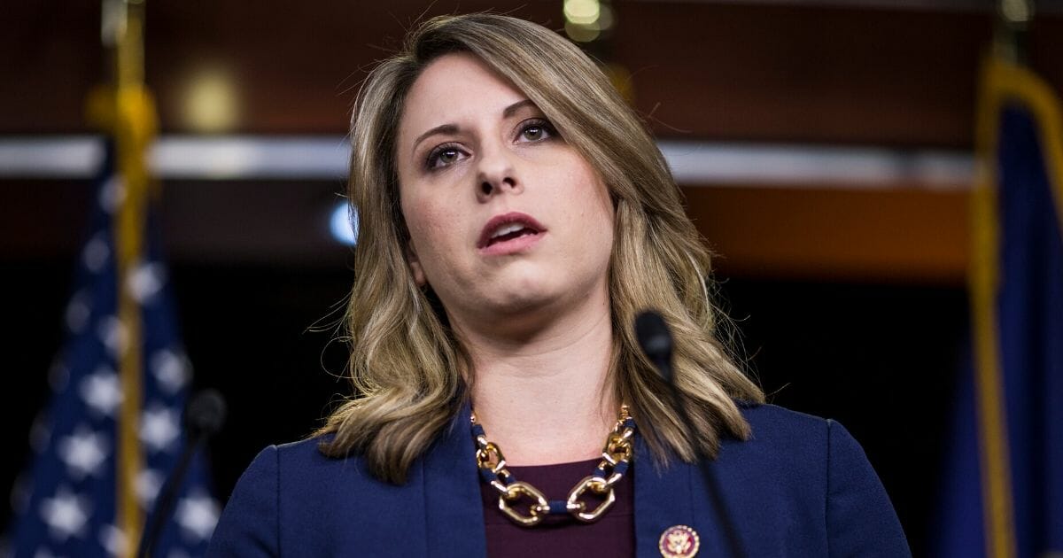 Then-Rep. Katie Hill, a California Democrat, speaks during a news conference on April 9, 2019, in Washington, D.C.