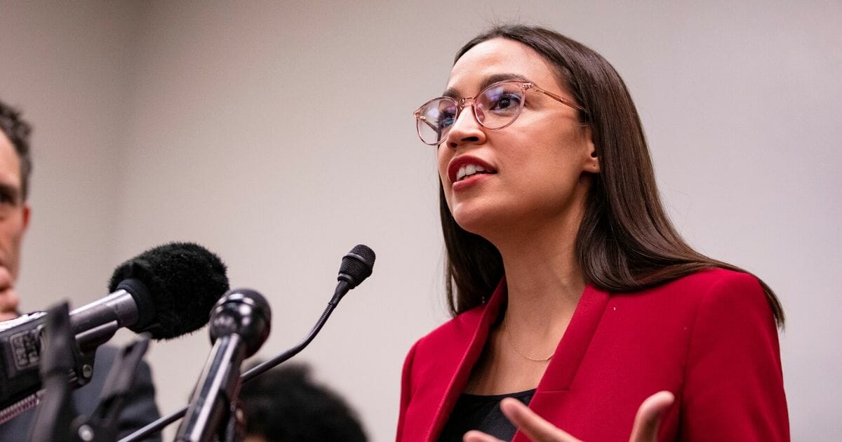 Rep. Alexandria Ocasio-Cortez speaks at a news conference on Capitol Hill in February.