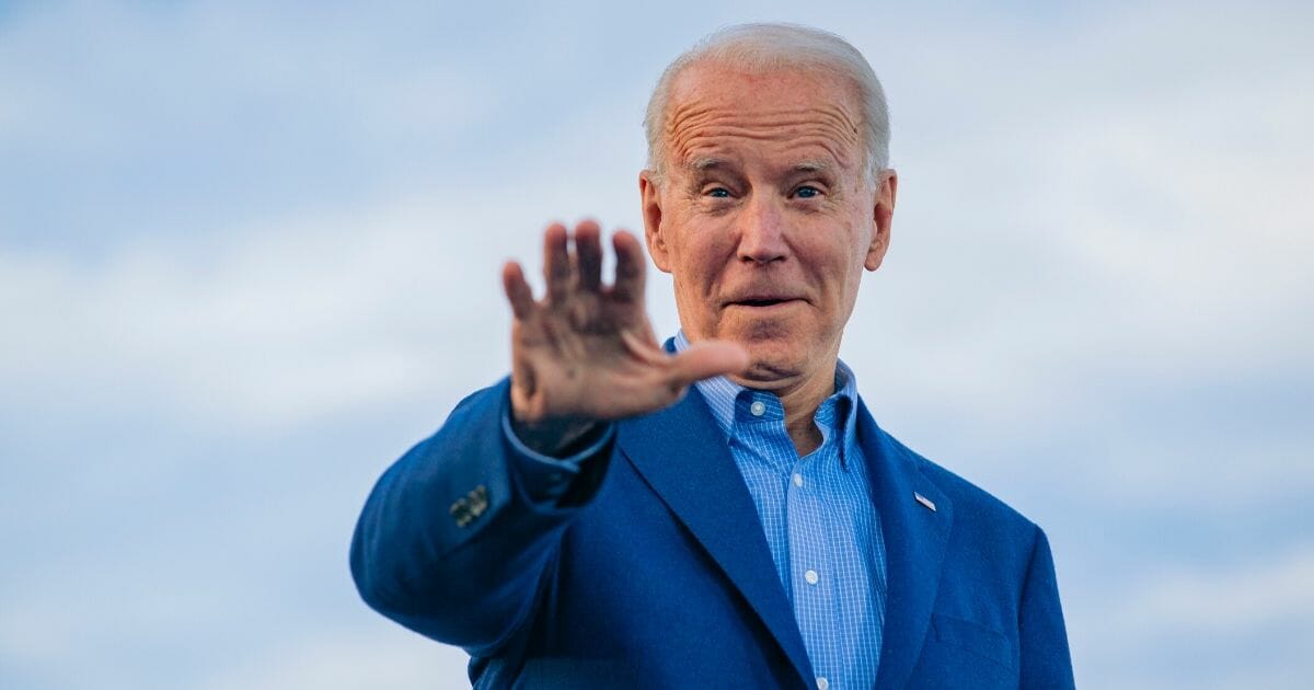 Former Vice President Joe Biden addresses a crowd Saturday while campaigning in St. Louis, Missouri.