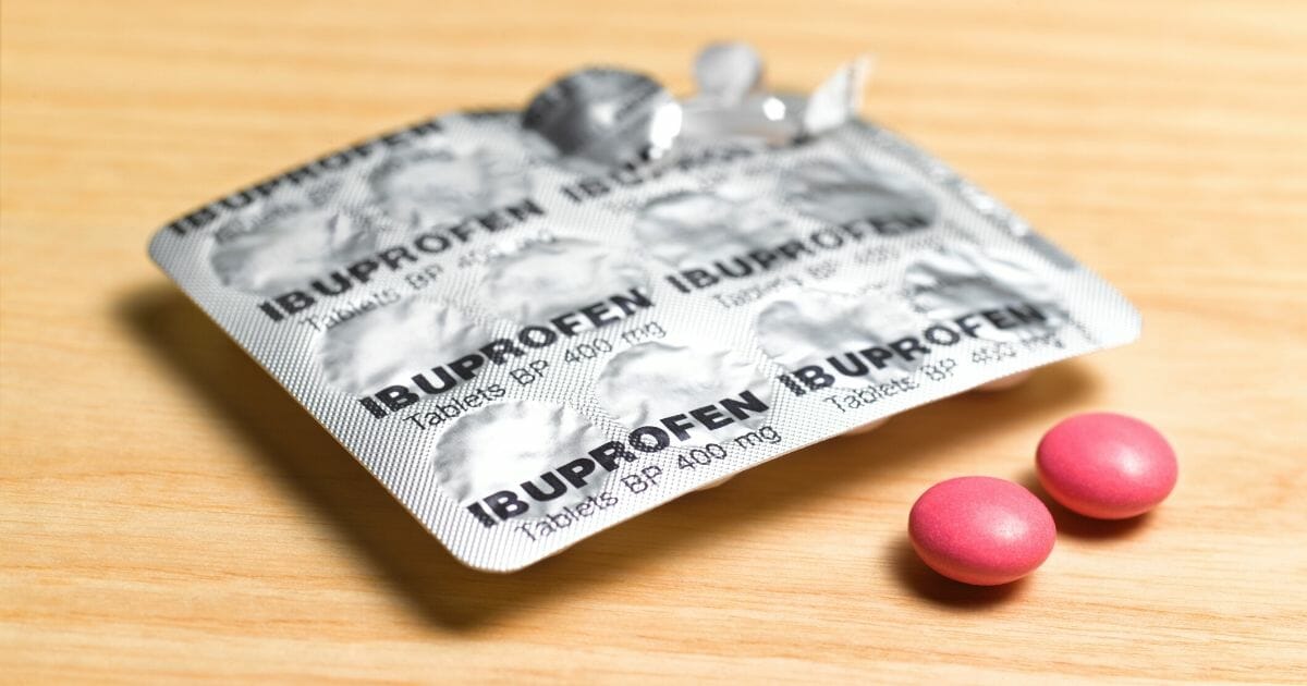Package of ibuprofen tablets.