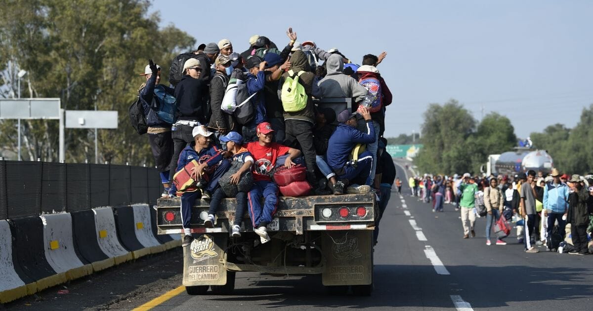 A caravan of migrants from Central America is pictured in central Mexico en route to the United States in November 2018.