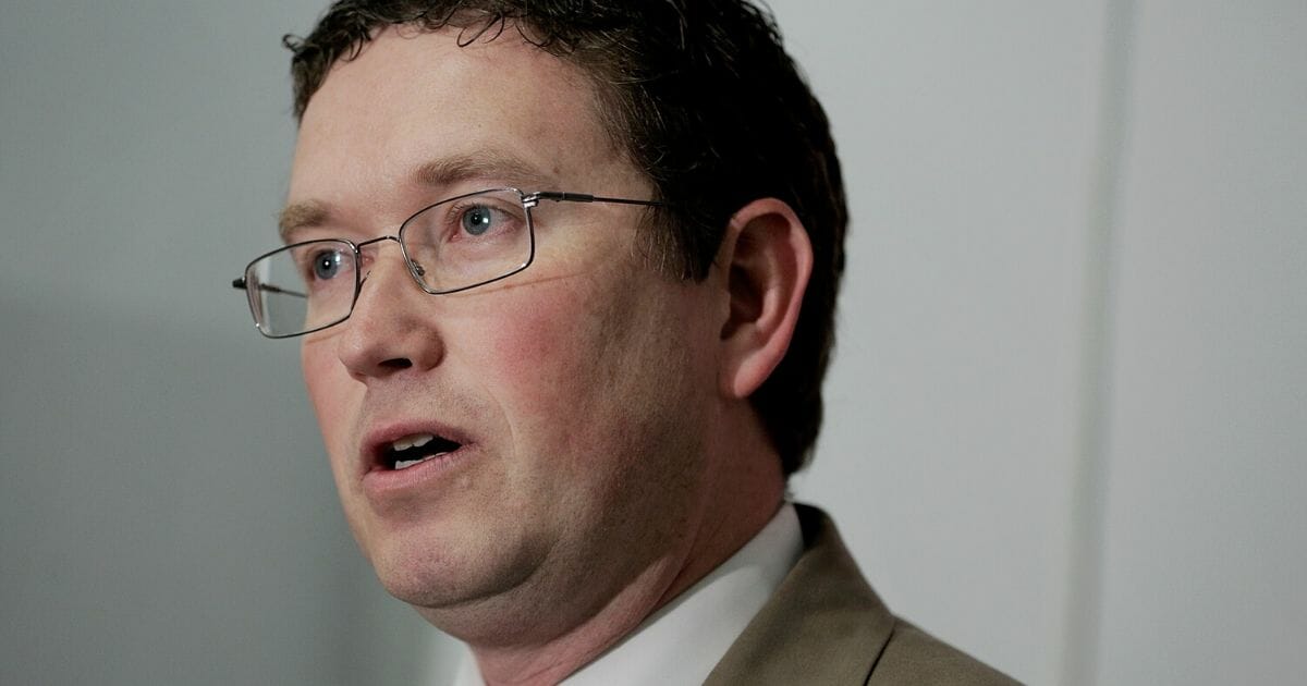 Republican Rep. Thomas Massie of Kentucky speaks during a news conference in the Cannon House Office Building on March 12, 2014, in Washington, DC.